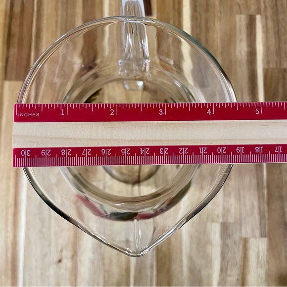 Hand Painted Fruit Clear Glass Pitcher Carafe Grapes Apples Elegant Farmhouse - Picture 10 of 12